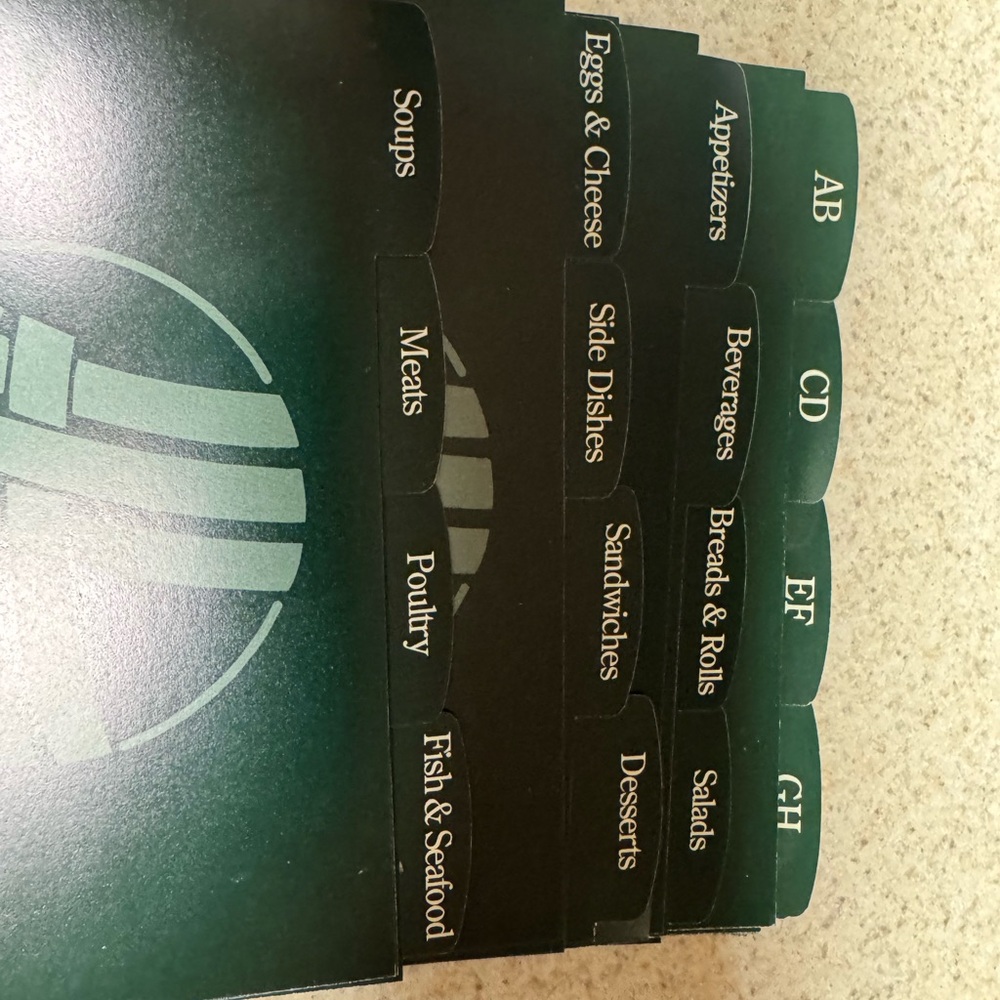 Longaberger Green and Black Recipe Card Organizer with Labeled Tabs
